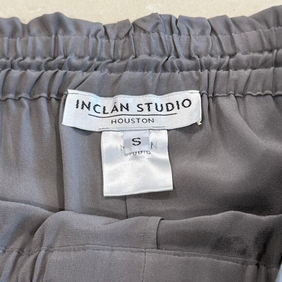 Inclán Studio Silk Split Leg Culottes Pants Gray Small - Picture 6 of 8